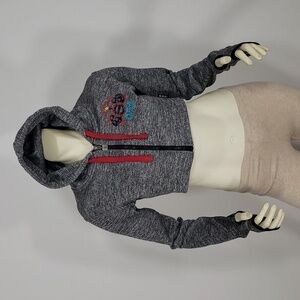 NWT NPC USA BODY BUILDING GRAY THUMB HOLE CROPPED HOODIE WOMEN'S S